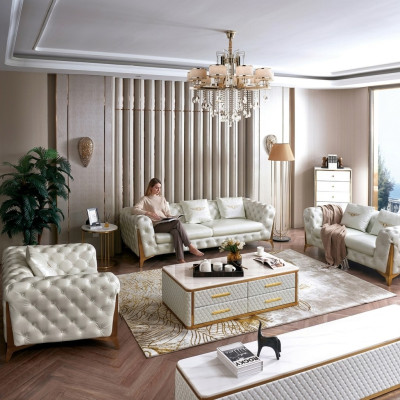 Włoskie Luksusowe Meble Salon Siedziba 3+2+1 Zestaw sofowy Meble Couch