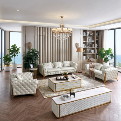 Włoskie Luksusowe Meble Salon Siedziba 3+2+1 Zestaw sofowy Meble Couch