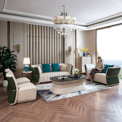 Kompletny zestaw Zestaw sofowy 3+2+1+1 miejsce do siedzenia designerska sofa kanapa Żywy krajobraz