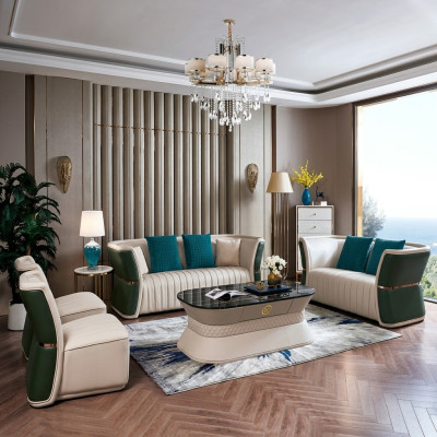 Kompletny zestaw Zestaw sofowy 3+2+1+1 miejsce do siedzenia designerska sofa kanapa Żywy krajobraz