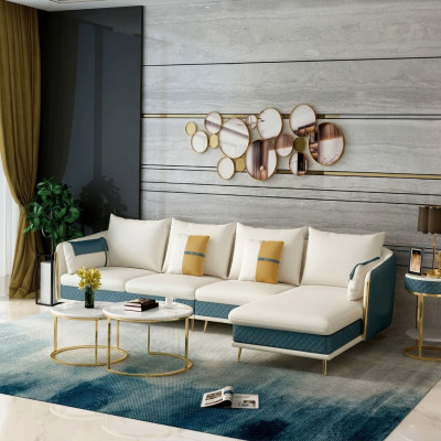Żywy krajobraz L-shape Narożnikowa kanapa Couch Design Podkładka Ustawić Sofa Narożnik Nowość