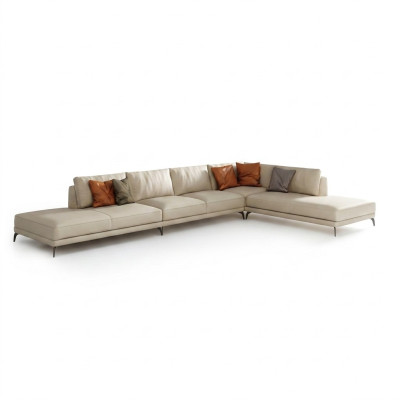 Żywy krajobraz L-Shape Narożnikowa kanapa Couch Design Podkładka Skóra Ustawić Sofa