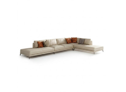 Żywy krajobraz L-Shape Narożnikowa kanapa Couch Design Podkładka Skóra Ustawić Sofa