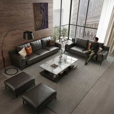 Włoski luksusowy Zestaw mebli sofowy 3+2 + Stołek Meble Kanapa Sofa 3-częściowa.