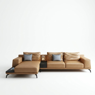 Żywy krajobraz L-shape Narożnikowa kanapa Couch Design Skóra Podkładka Ustawić Sofa