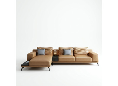 Żywy krajobraz L-shape Narożnikowa kanapa Couch Design Skóra Podkładka Ustawić Sofa