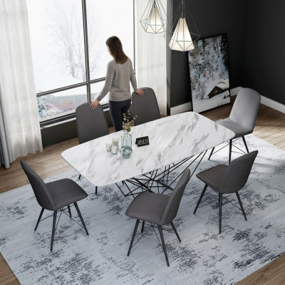 Design jadalnia Grupa Tabela + 6 Krzesła Siedziba Podkładka Ustawić stoły