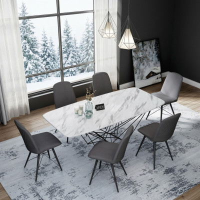 Design jadalnia Grupa Tabela + 6 Krzesła Siedziba Podkładka Ustawić stoły