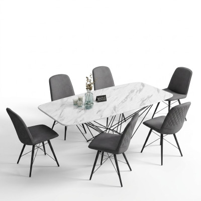 Design jadalnia Grupa Tabela + 6 Krzesła Siedziba Podkładka Ustawić stoły