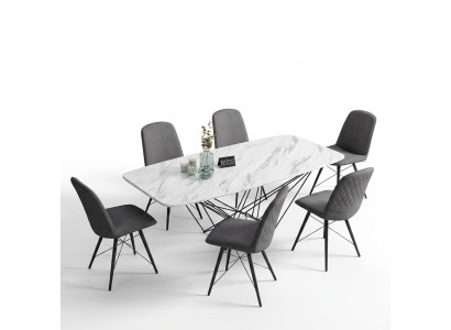 Design jadalnia Grupa Tabela + 6 Krzesła Siedziba Podkładka Ustawić stoły