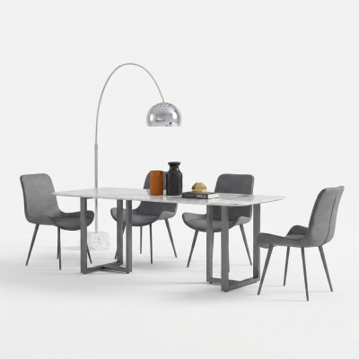 Design jadalnia Grupa Tabela + 4 Krzesła Siedziba Podkładka Deko Ustawić stoły