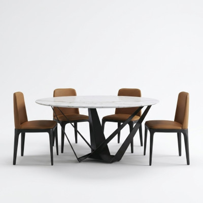 Design Okrągły Tabela 4x Fotel Krzesła Ess Pokój Podkładka Siedziba Okrągłe stoły