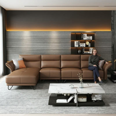 Włoski design Skóra Sofa Style Meble stolik kawowy Siedziba Podkładka Narożnik Ustawić