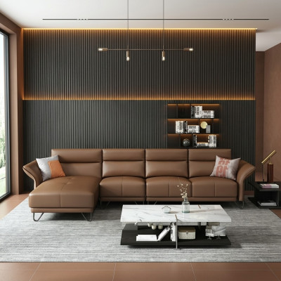 Włoski design Skóra Sofa Style Meble stolik kawowy Siedziba Podkładka Narożnik Ustawić