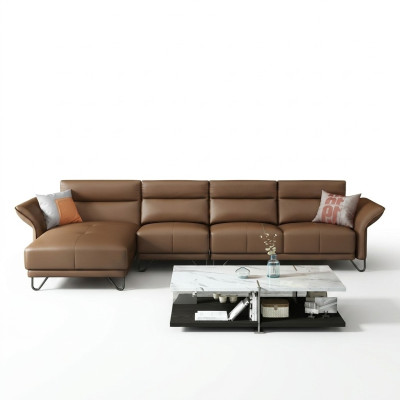 Włoski design Skóra Sofa Style Meble stolik kawowy Siedziba Podkładka Narożnik Ustawić
