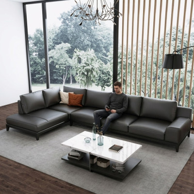 Designerska skórzana sofa Narożnikowa kanapa Podkładka Narożnik Kanapa Siedziba Narożnik L Form Deko Ustawić