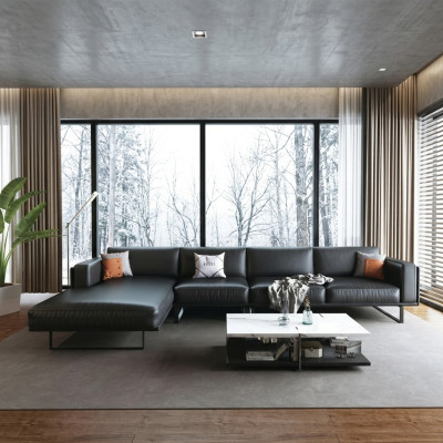 Nowoczesny zestaw sof narożny L Shape Podkładka Siedziba Narożnik Couch Skórzana Sofa Sofy