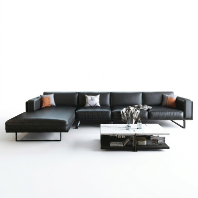 Nowoczesny zestaw sof narożny L Shape Podkładka Siedziba Narożnik Couch Skórzana Sofa Sofy