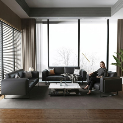 Luksusowe Meble Biurowe Sofa Skóra Kanapa Ustawić 3+2+1 + stolik kawowy 4-częściowy