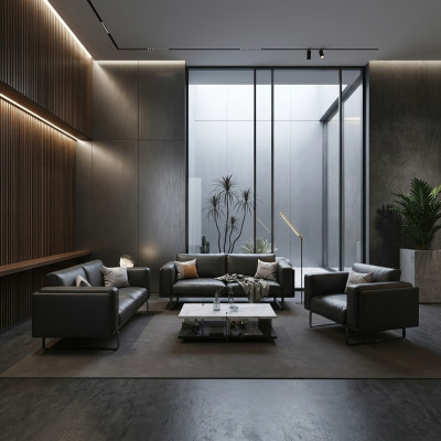 Luksusowe Meble Biurowe Sofa Skóra Kanapa Ustawić 3+2+1 + stolik kawowy 4-częściowy