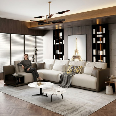 Designerska skórzana sofa Narożnikowa kanapa Podkładka Narożnik Kanapa Siedziba Narożnik Deko L kształt Ustaw