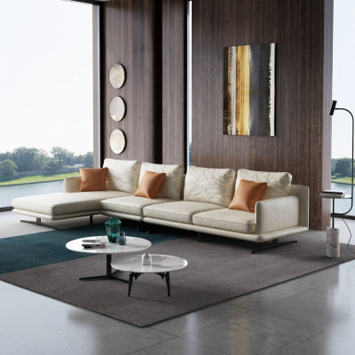 Designerska skórzana sofa Narożnikowa kanapa Podkładka Narożnik Kanapa Siedziba Deko Narożnik L kształt Ustaw