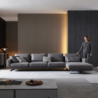 Designerska skórzana sofa Narożnikowa kanapa Podkładka Narożnik Kanapa Deko Siedziba Narożnik L kształt Ustaw