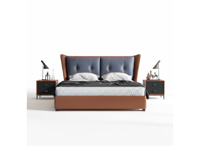 Włoski styl łóżka Sypialnia Designerskie Meble Łóżko + 2 Szafki nocne