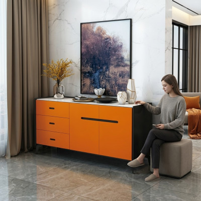 Meble w stylu włoskim Wysokie Kredens Designerska Szafa Szafki Pomarańczowa