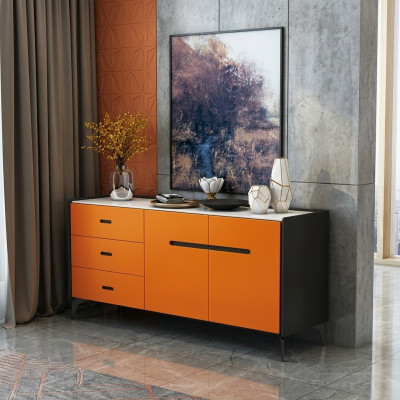 Meble w stylu włoskim Wysokie Kredens Designerska Szafa Szafki Pomarańczowa