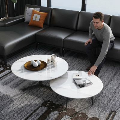Okrągłe Zestaw 2x stolik kawowy Stolik dekoracyjny, designerski salon
