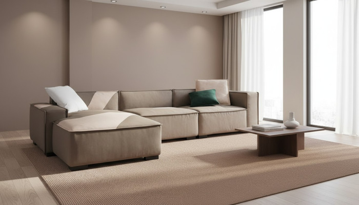 Narożnikowa kanapa Żywy krajobraz Sofa Couch L Shape Podkładka Couchen Skóra Design Włochy