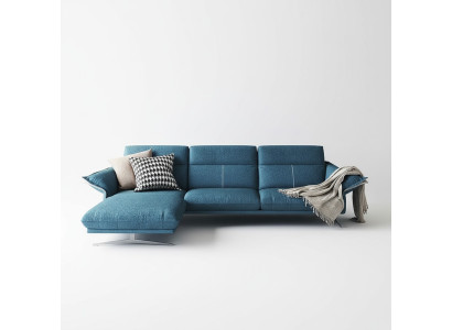 Materiałowa kanapa w kształcie litery L Żywy krajobraz Narożnikowa kanapa Ustawić Modern Design Blue Sofa Nowość