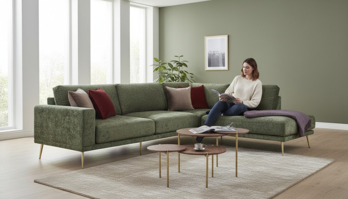 Projekt Materiał L-Shape Couch Żywy krajobraz Narożnikowa kanapa Ustawić Nowoczesna Sofa Podkładka
