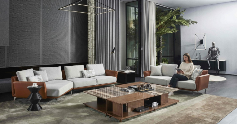 Narożnikowa kanapa Żywy krajobraz Sofa Kanapa L Shape Podkładka Kanapy Design Ustawić Skóra