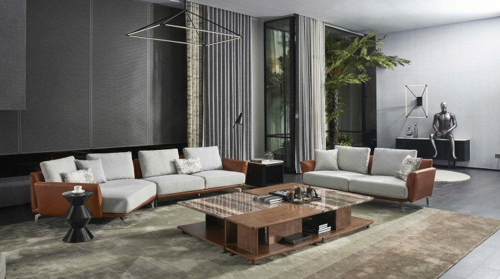 Narożnikowa kanapa Żywy krajobraz Sofa Kanapa L Shape Podkładka Kanapy Design Ustawić Skóra