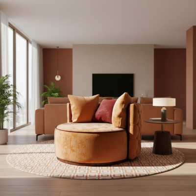 Okrągłe Fotel Chesterfield Club Okrągły Sofa Kanapa Okrągły Relaks Krzesła Podkładka Krzesło