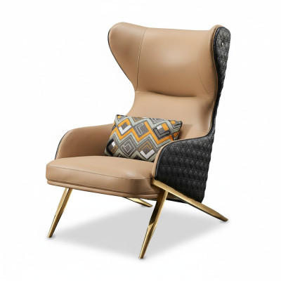 Fotel Relaks Skóra Lounge Club Podkładka Design Couch Sofa miejsce do siedzenia Luxury Beige Nowość