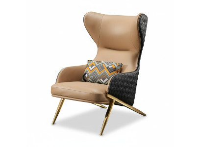 Fotel Relaks Skóra Lounge Club Podkładka Design Couch Sofa miejsce do siedzenia Luxury Beige Nowość