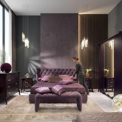 Sypialnia Włoski zestaw mebli Luxury Chesterfield 6-częściowy. Solidne drewno