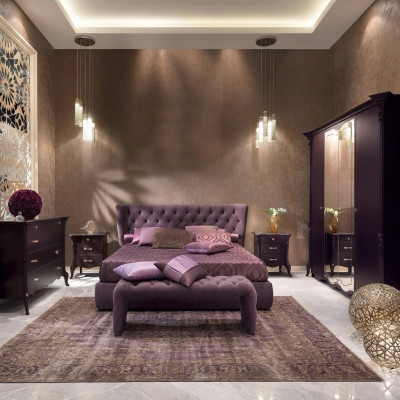 Sypialnia Włoski zestaw mebli Luxury Chesterfield 6-częściowy. Solidne drewno