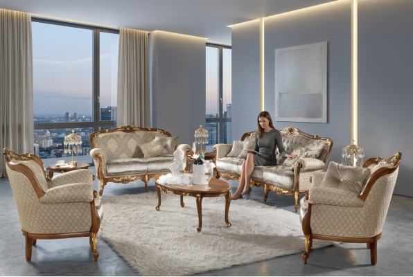 Rokoko Włochy Sofa Ustawić Grupa Classic Siedziba Obcios Solidne drewno