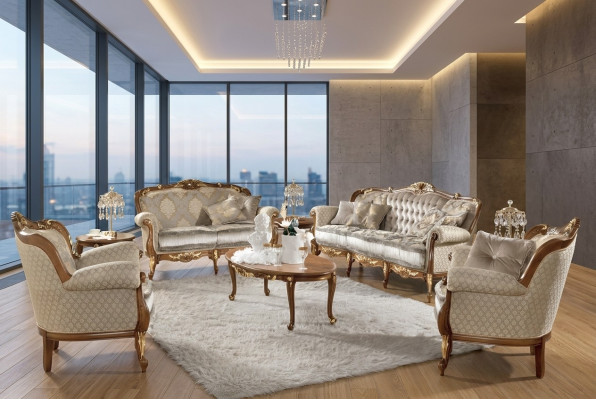 Rokoko Włochy Sofa Ustawić Grupa Classic Siedziba Obcios Solidne drewno