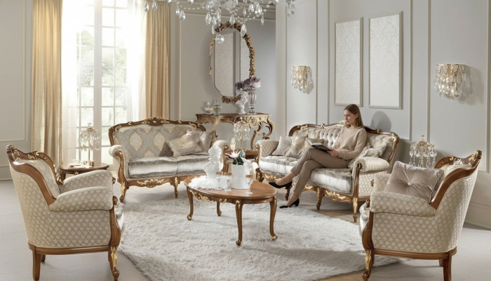 Włoskie Meble Sofa Ustawić Grupa Classic Siedziba Solidne drewno