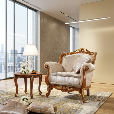 Włókienniczy Fotel 1 miejsce siedzące Sofa Podkładka Sofy Design Luksusowy Klasyczny Barok Rokoko