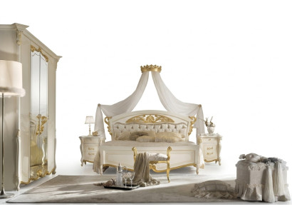 Włoska Sypialnia Meble Luksusowe Designerskie Łóżko Double Bed Gold