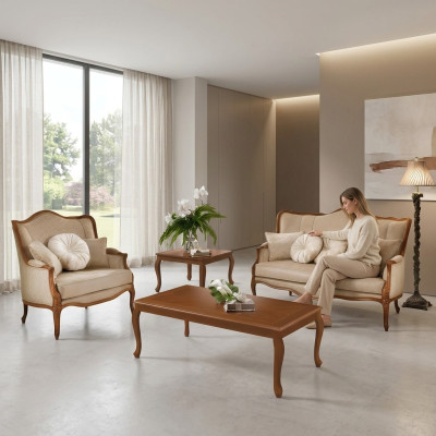 Zestaw sofowy 3+2 miejsce do siedzenia Set Design Sofa Podkładka Couchen Couch Classic 2 szt. Solidne drewno