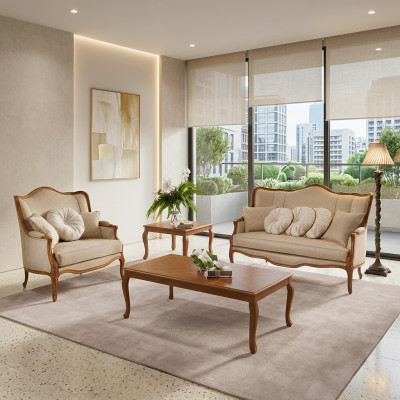 Zestaw sofowy 3+2 miejsce do siedzenia Set Design Sofa Podkładka Couchen Couch Classic 2 szt. Solidne drewno