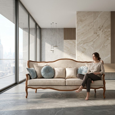 Sofa 3 miejsce do siedzenia Kanapa Podkładka Sofy Kanapy Projekt salonu Włókienniczy Materiał Nowy