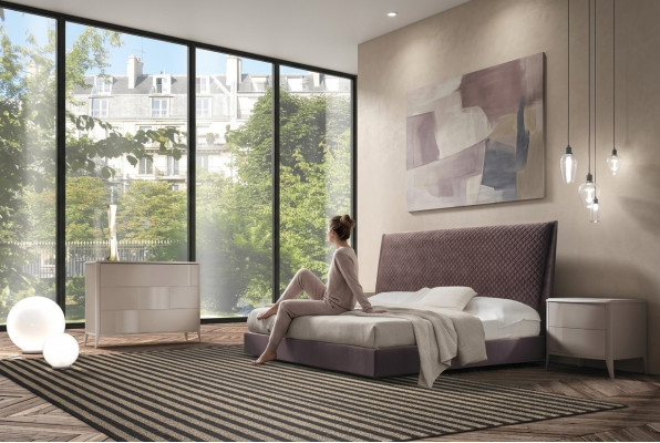 Łóżko + 2x Stolik nocny 3 szt. Sypialnia Zestaw Design Modern Luxury Italy Meble nowe